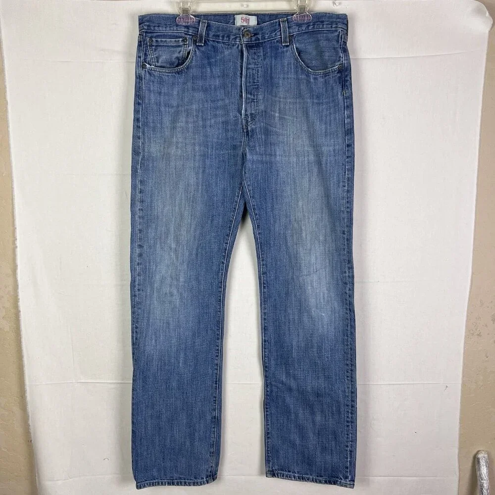 Vintage Levis Jeans Men’s 36x34 Blue 501 Button Fly Straight Denim Pants Western